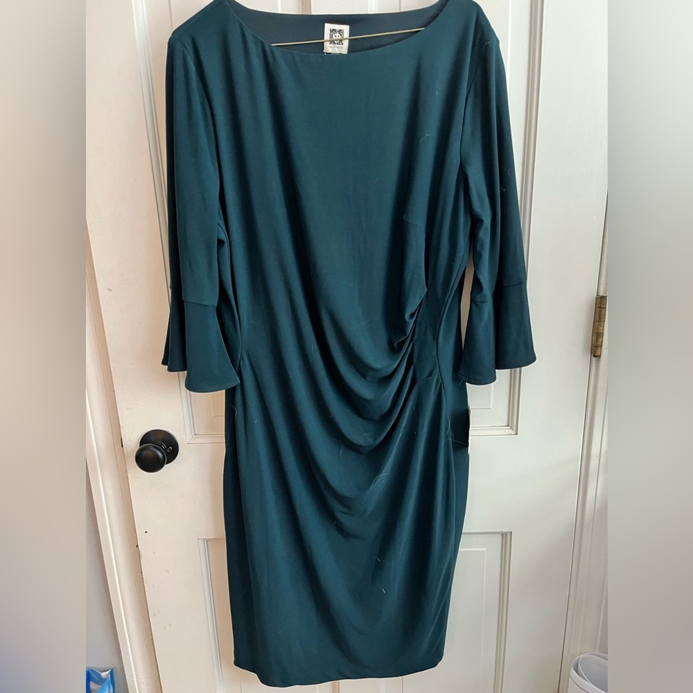 Anne Klein Teal Long Sleeve Dress